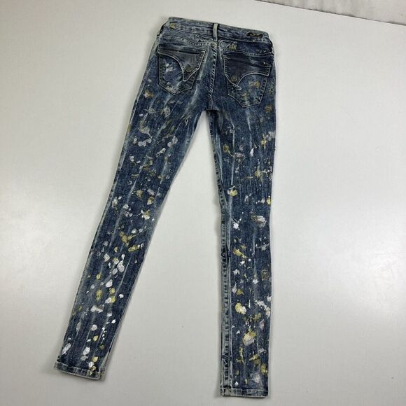 ROBIN'S JEAN Women's Slim Straight Jeans Long Flap Paint Splatter Design Size 24 - Picture 12 of 12